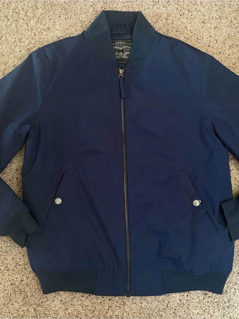 Men's Levi Navy Bomber Jacket Thermal Insulation Size Small